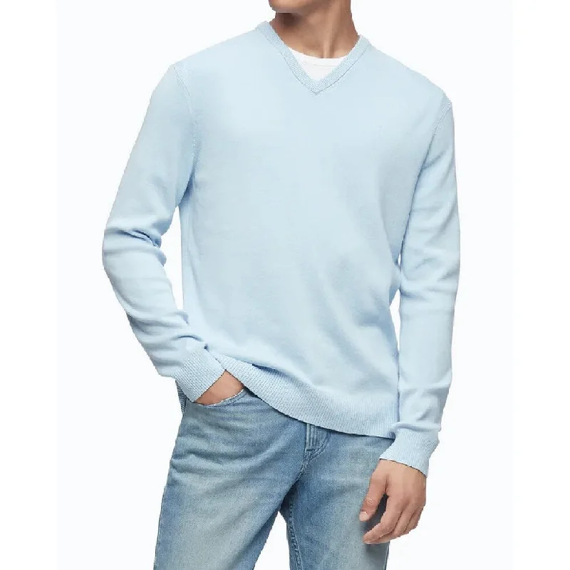 Men's Sweaters with Stand-Up CollarsCalvin Klein Men's Merino V-Neck Sweater Blue Size Large