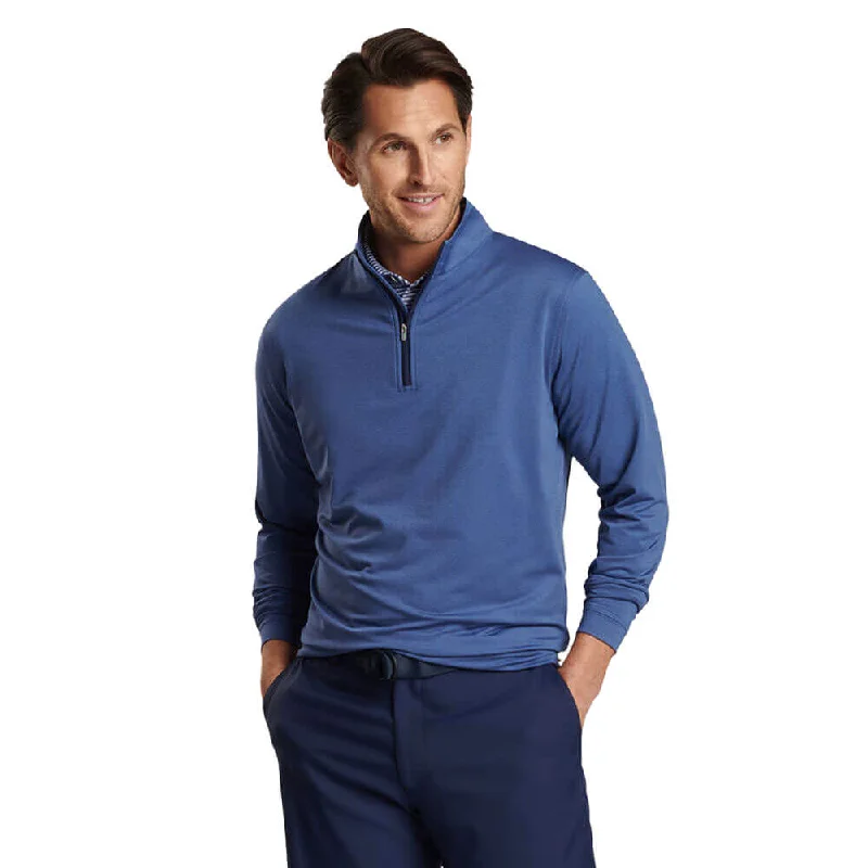 Men's Sweaters in Metallic ColorsPeter Millar Men's Perth Mélange Performance 1/4 Zip Pullover Sweater - Sport Navy