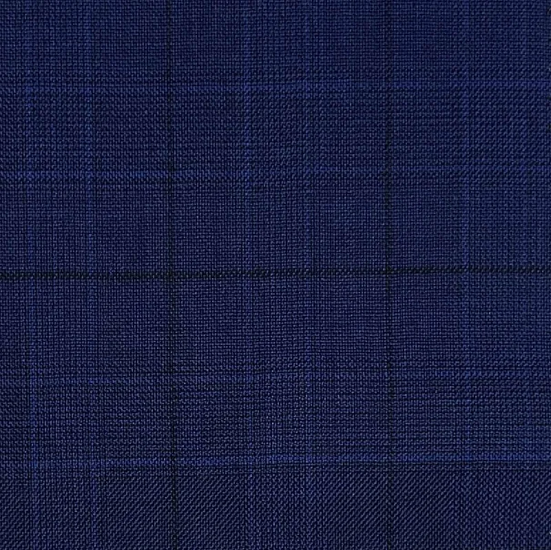 Navy Blue With Black Windowpane Glen Plaid