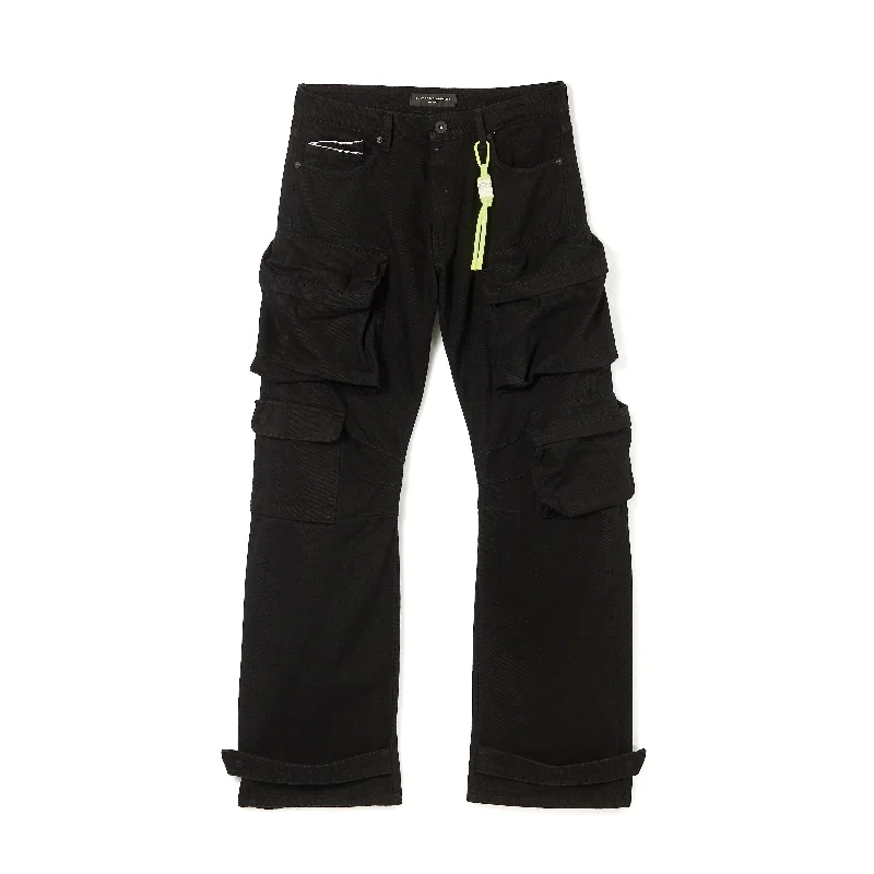 Comfortable Men's JeansGRUNGE BAGGY CARGO JEANS IN BLACK TWILL