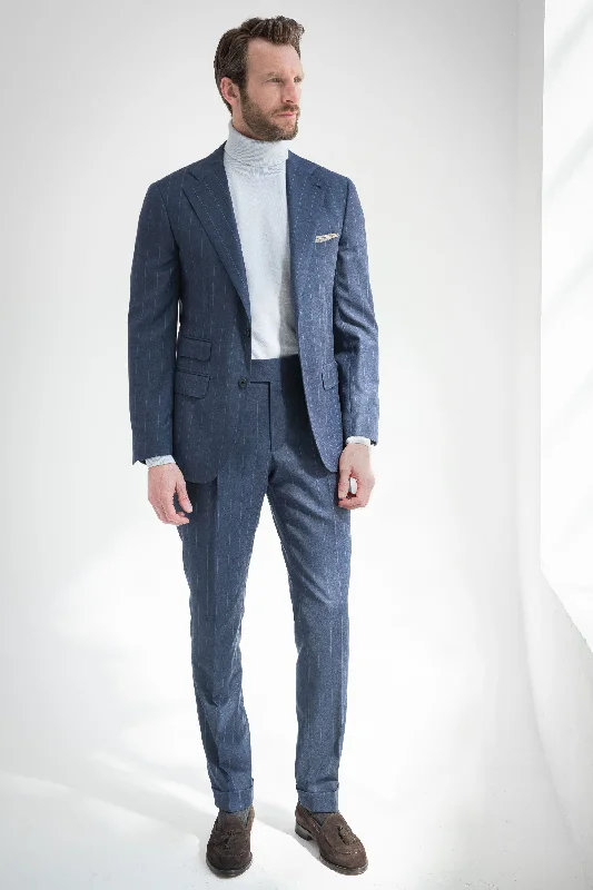 Blue striped 140'S suit - Made in Italy