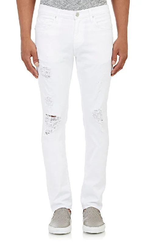 New Arrival Designer Men's JeansJ Brand Men's Tyler White Solace Distressed Slim Fit Jeans