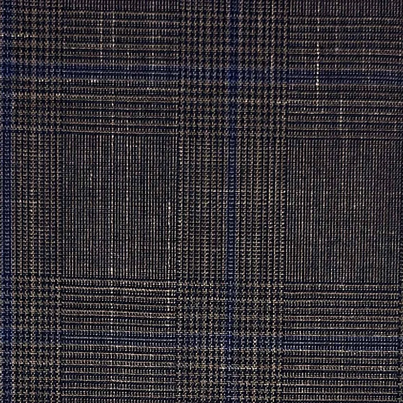 Chocolate Brown With Navy Blue Windowpane Glen Plaid