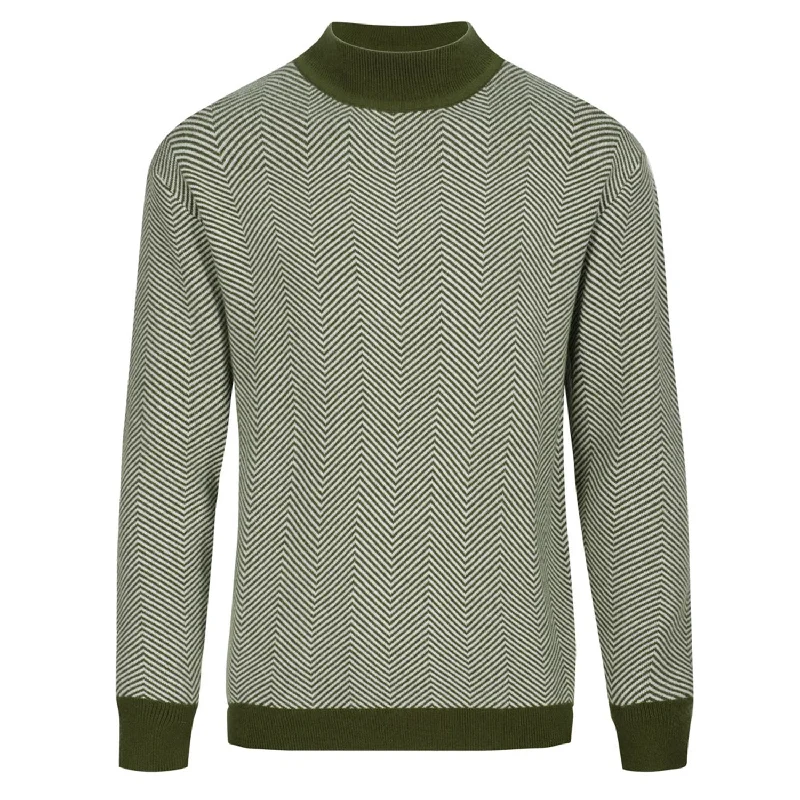 Men's Sweaters with Hidden PocketsMen's green half turtleneck sweater