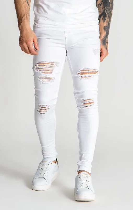 Durable Men's JeansWhite Core Destroyed Jeans