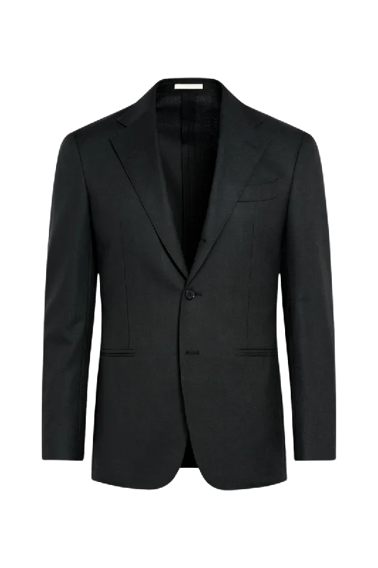 Black Wool Single Breasted 2-Piece Suit