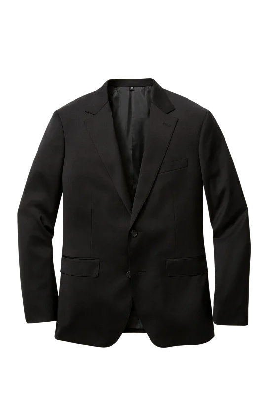 BLack Wool Stretch 2-Button Notch Lapel Suit