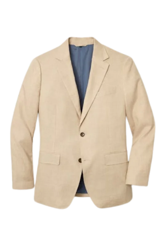 Tan Italian Stretch Linen Notch Lapel Suit