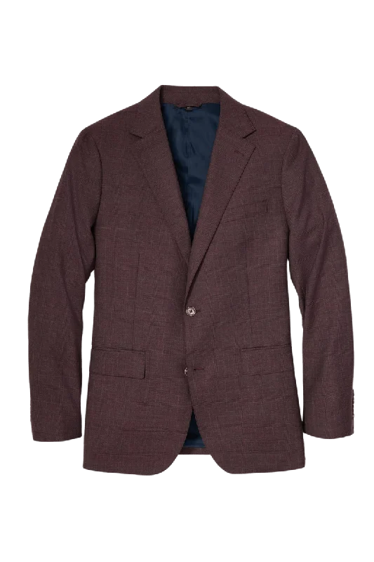 Burgundy Windowpane Lined 2-Button Stretch Suit