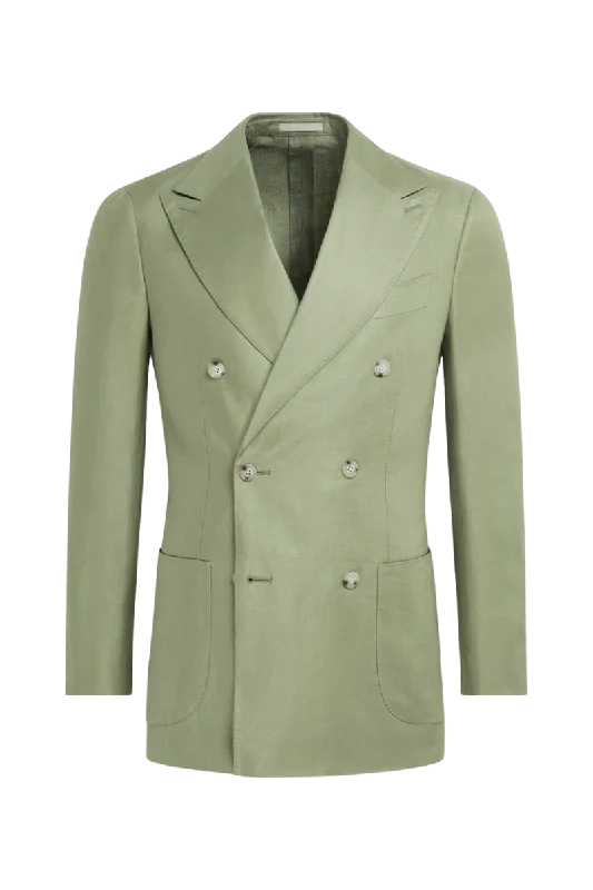 Green Wool Double Breasted 2-Piece Suit