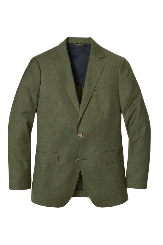 Green Wool Stretch 2-Button Notch Lapel Suit