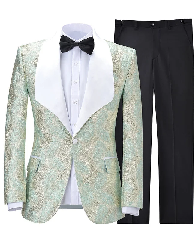 Formal 2 Pieces Mens Suit Patterned Shawl Lapel Tuxedos (Blazer+Pants)