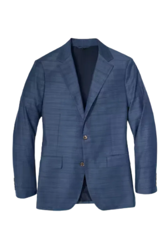 Blue Windowpane Stretch Wool Notch Lapel Suit