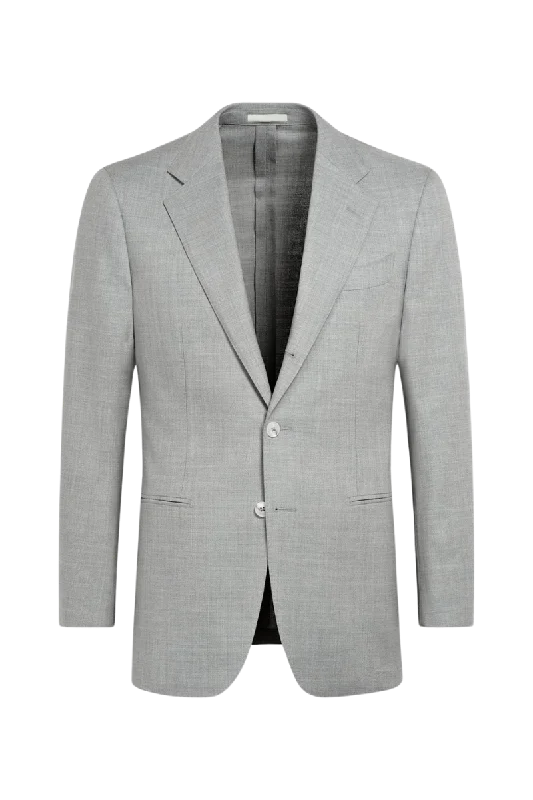 Grey 2-Button Wool Single Breasted Suit