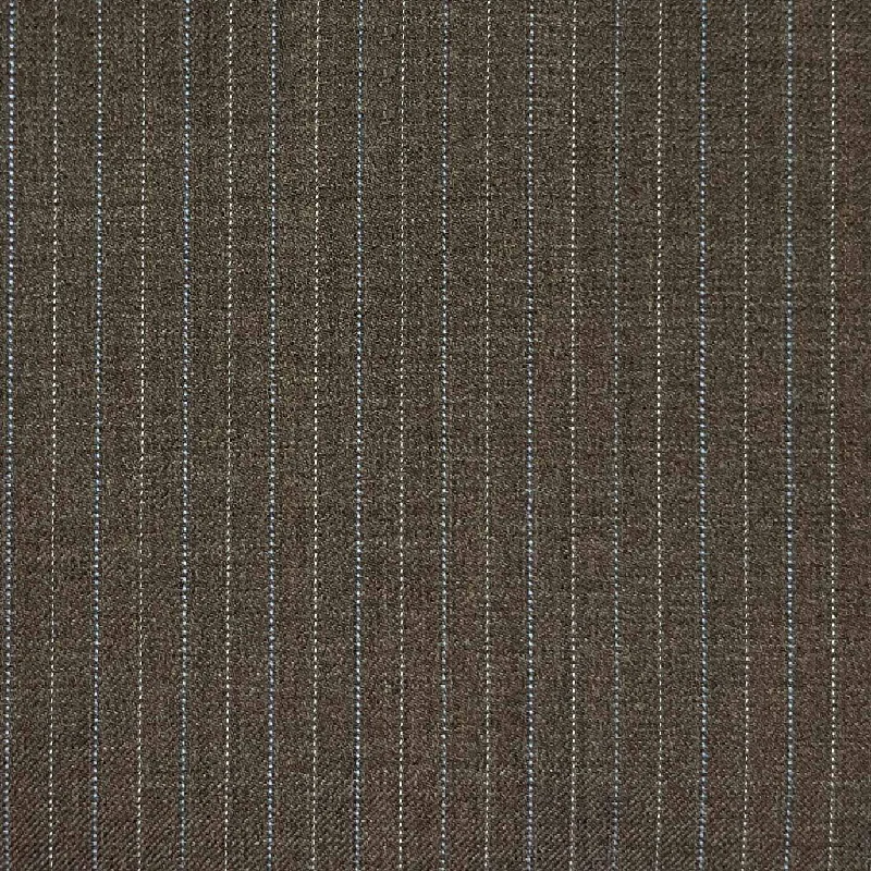 VITALE BARBERIS CANONICO (Revenge Super 150's) - Made In Italy - Light Brown With Light Blue And Off White Pinstripes