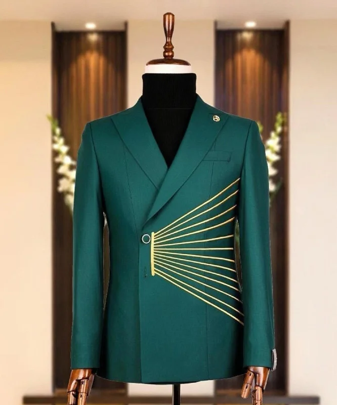 Designer Green Double Breasted Suit Wedding