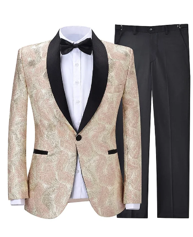 Formal Shawl Lapel Tuxedos Patterned 2 Pieces Mens Suit  (Blazer+Pants)