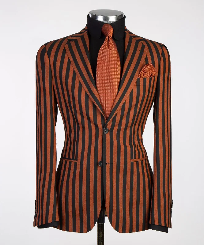 Rust Black Striped Suit