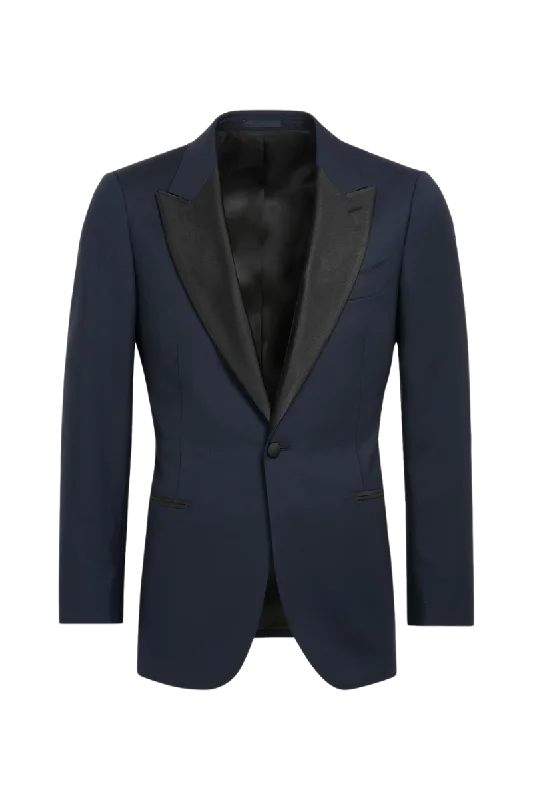 Navy Blue Wool 1-Button Single Breasted Suit