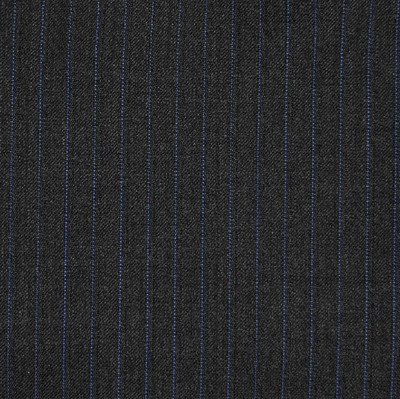 VITALE BARBERIS CANONICO (Revenge Super 150's) - Made In Italy - Dark Grey With Light Blue Pinstripes