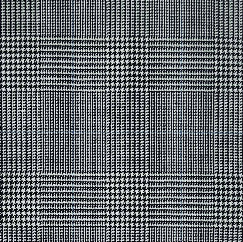 Black White With Sky Blue Prince Of Wales Glen Plaid