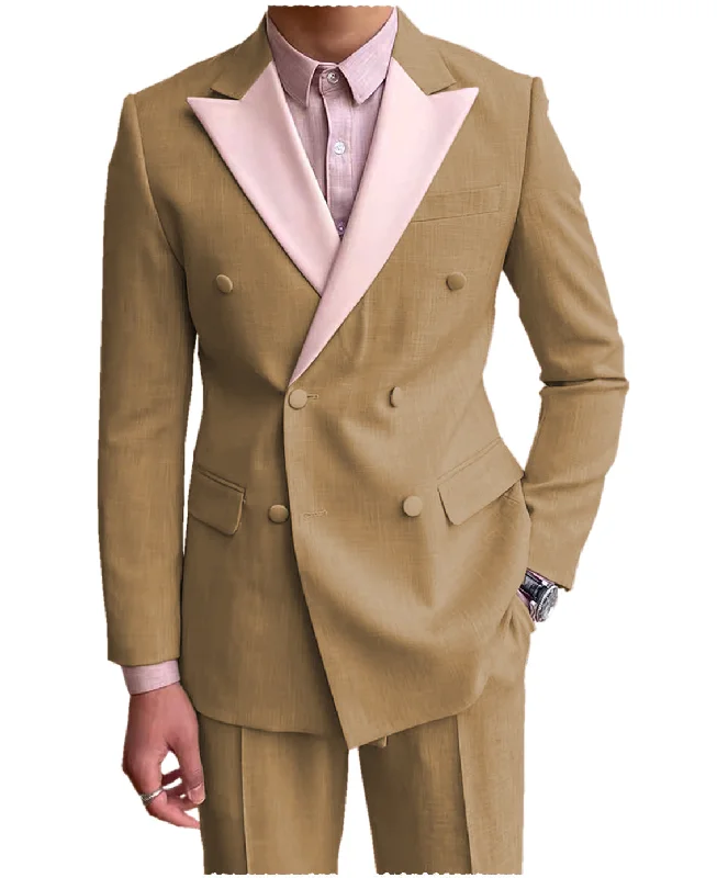 Fashion Double Buttons Peak Lapel Men Suit（Blazer+Pants）