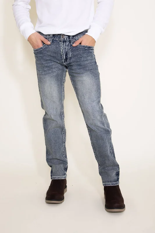 Men's Jeans with Functional PocketsTrue Luck Smith Straight Jeans for Men | TL21010402