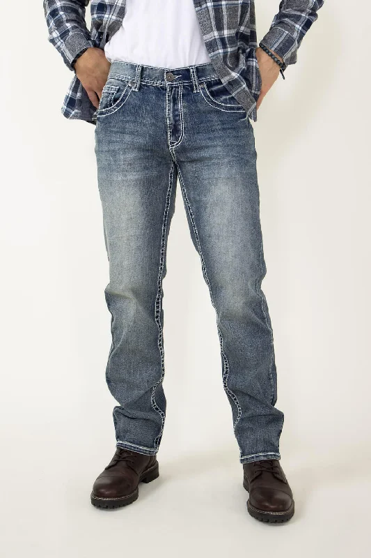 Men's Jeans with EmbroideryTrue Luck David Straight Jeans for Men | TL21040902