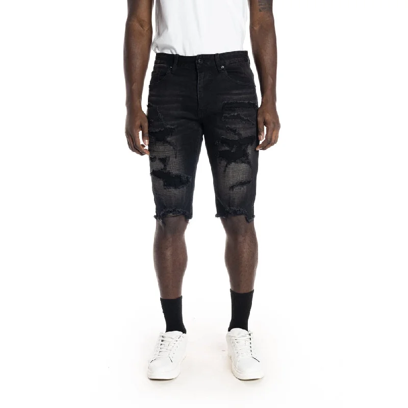 Men's Jeans with Rips12" Slim Ripoff Semi Basic Jean Shorts - Dusty Black