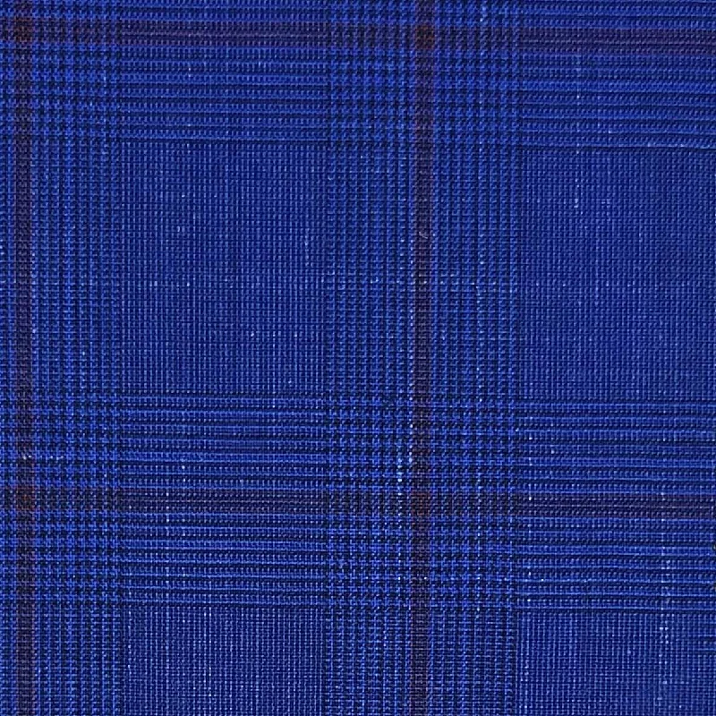 Royal Blue With Red Windowpane Glen Plaid