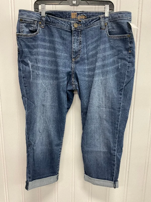 Men's Jeans with a Destroyed LookJeans Cropped By Kut In Blue Denim, Size: 18