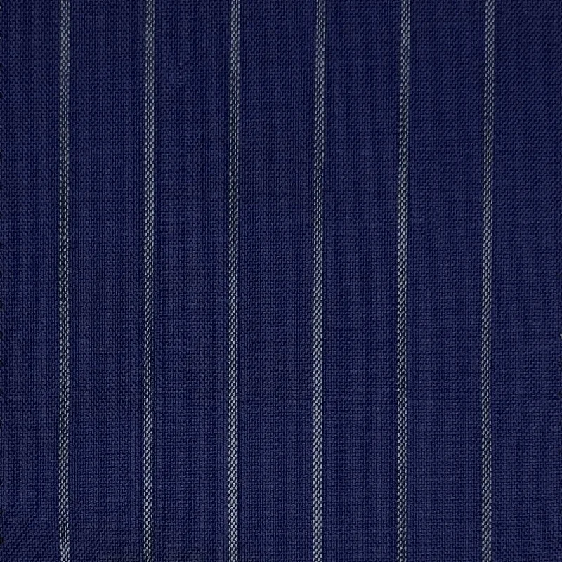 Navy Blue With Steel Grey Chalkstripes