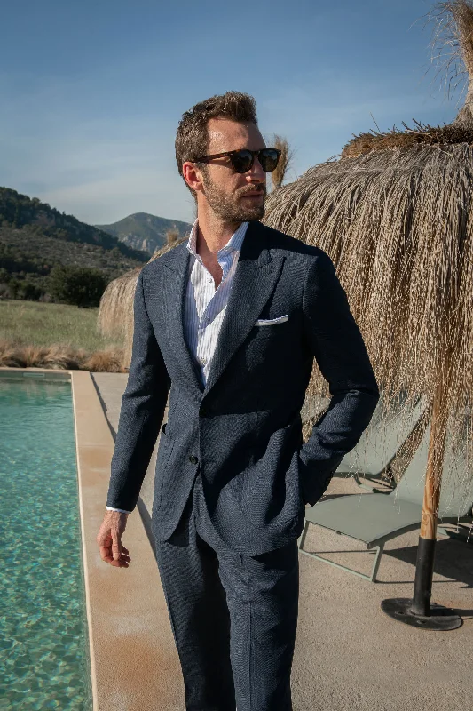 Blue Prince of Wales Soragna suit - Made in Italy