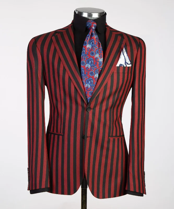 Black And Red Striped Suit For Men