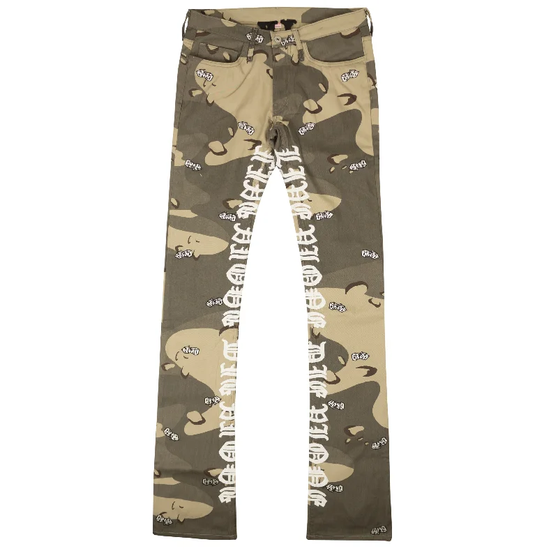 Men's Jeans Made in USABeige Green Desert Camo Dice 5 Pocket Jeans