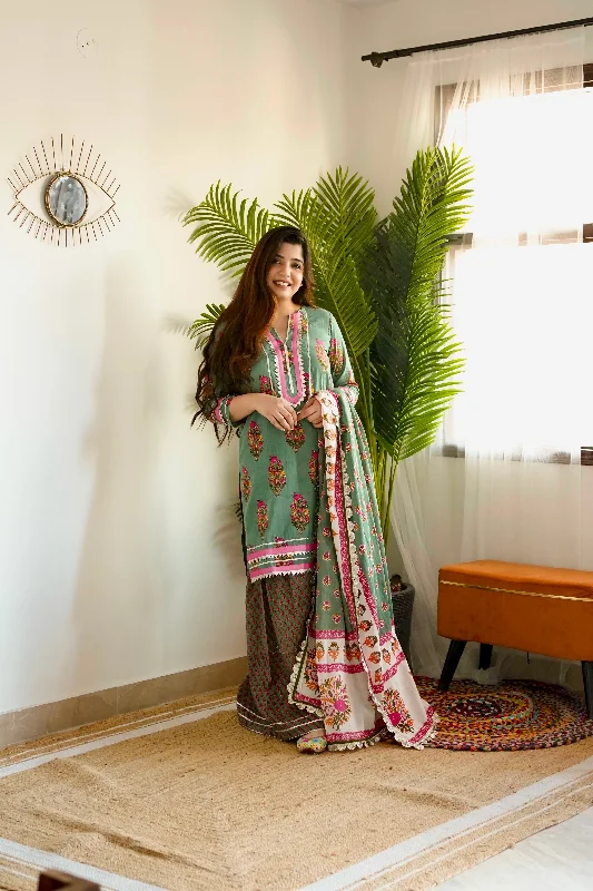 Samar Green Printed Suit Set