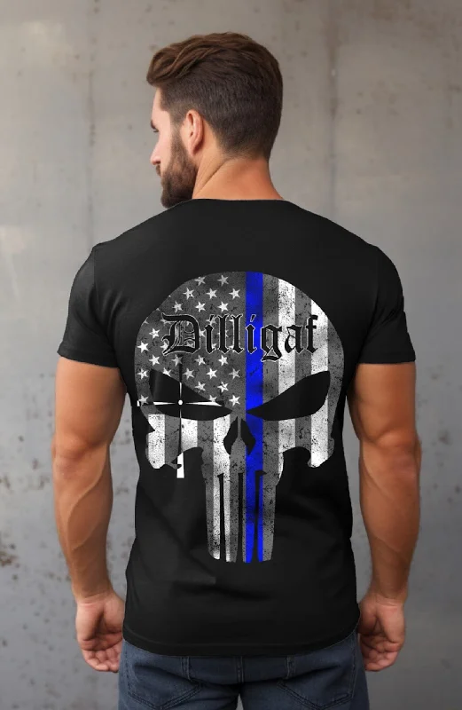 Men's Shirts with Mock NecksBlue Lives Matter Punisher Tee