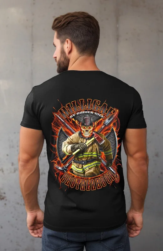 Men's Shirts with Patchwork SleevesNever Tap Out Fireman Tee