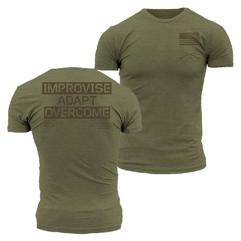 Men's Shirts with Adjustable HemlinesImprovise Adapt Overcome T-Shirt - Military Green