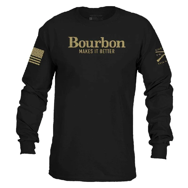 Men's Shirts with Zippered PocketsBourbon Makes It Better Long Sleeve - Black