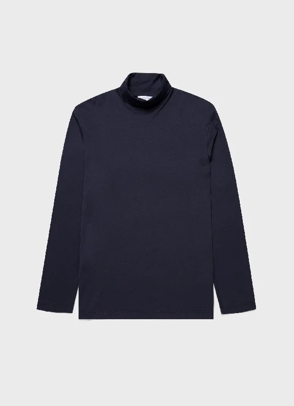 Men's Shirts with Mandarin CollarsMen's Long Sleeve Roll Neck in Navy