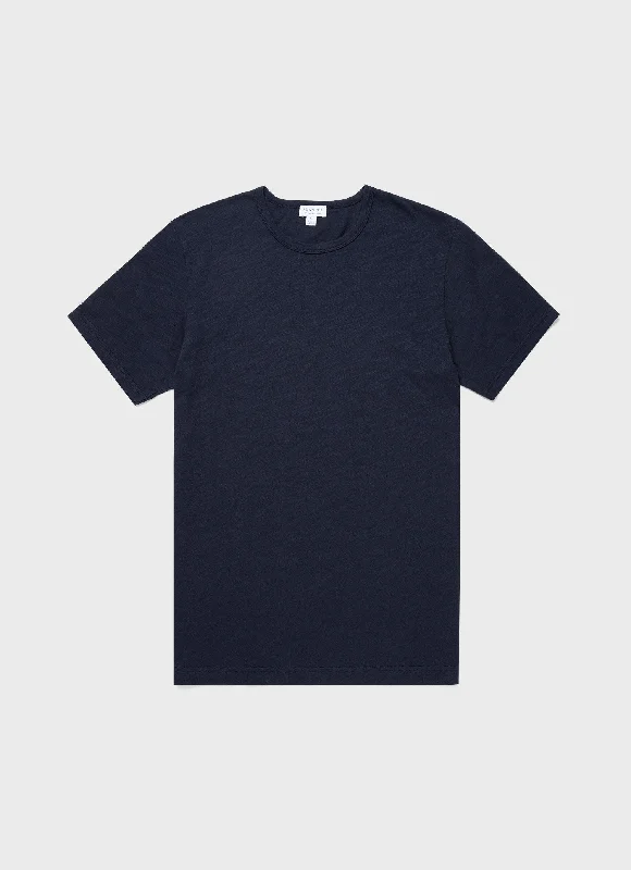 Comfortable Men's Polo ShirtsMen's Cotton Linen T-shirt in Navy