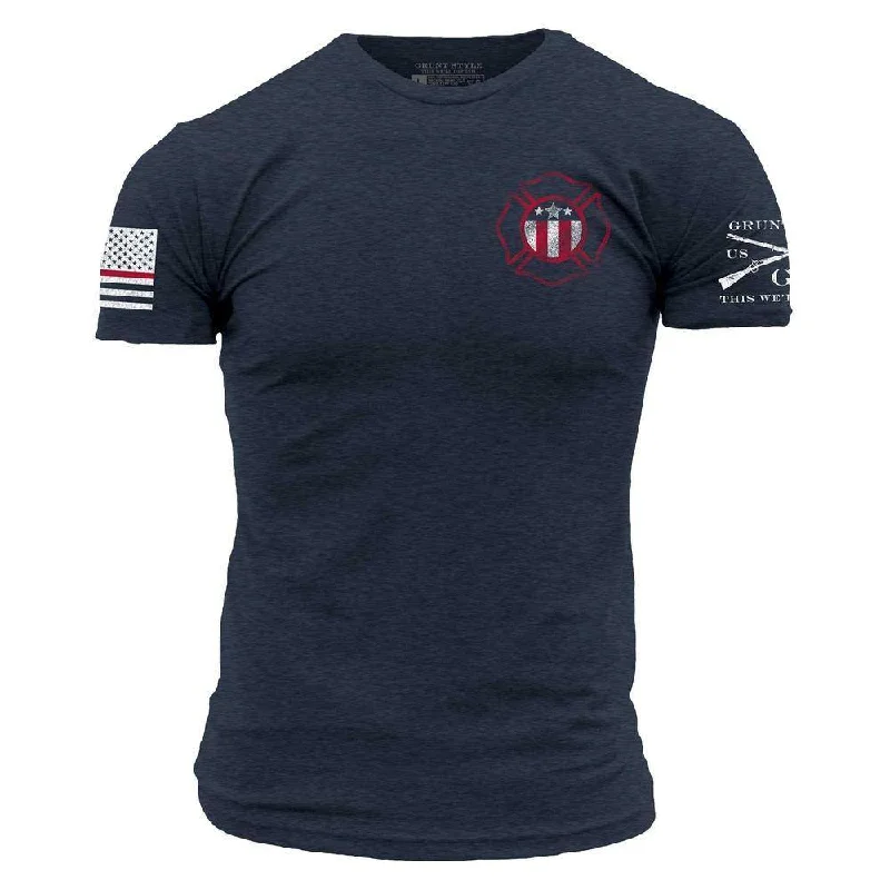 Men's Shirts with Hidden ButtonsRed Line Crest T-Shirt - Midnight Navy