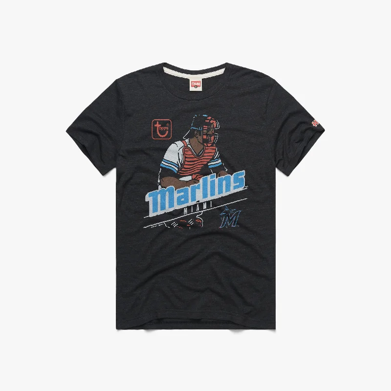 Men's Shirts with Hook-and-Loop ClosuresMLB x Topps Miami Marlins