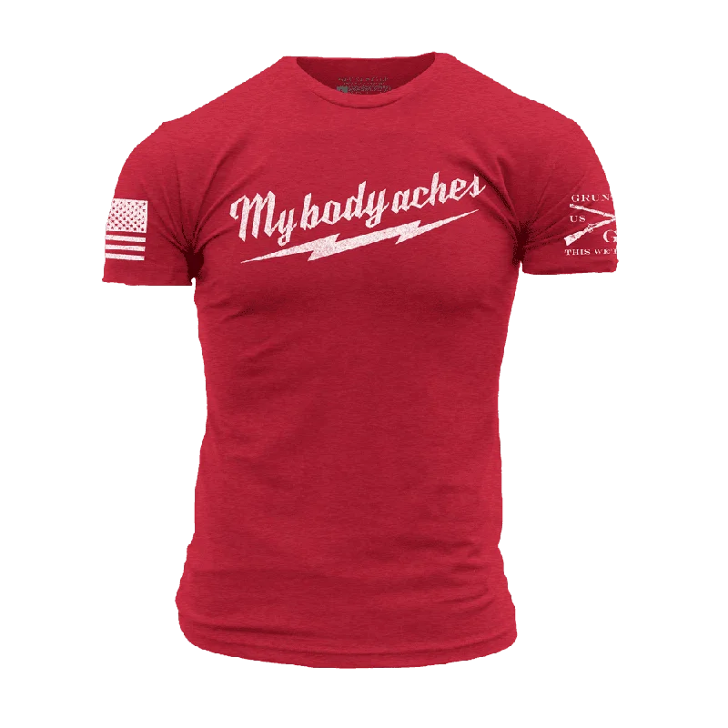 Men's Shirts with Double-Breasted DesignsMy Body Aches T-Shirt - Red