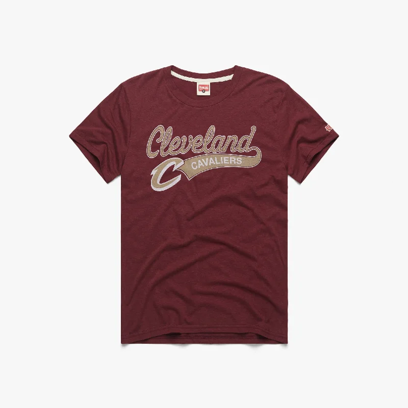 Men's Shirts with Rounded HemlinesScript Cleveland Cavaliers