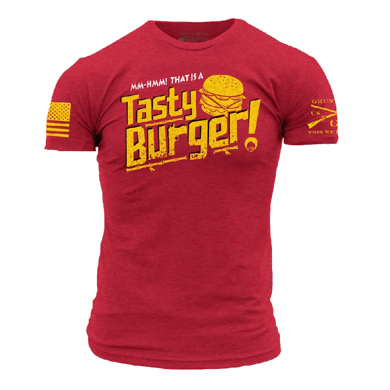 Men's Shirts with Button-Down CollarsTasty Burger T-Shirt - Red