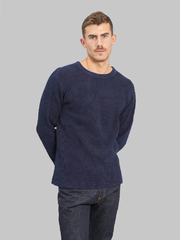 Men's Unique and Designer TopsUES Thermal Big Waffle T-Shirt Indigo