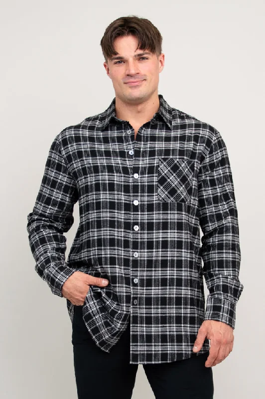 Men's Pants with Flat-Front DesignsCory Men's Shirt, Black Retro Plaid, Cotton