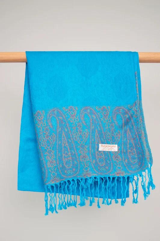 Men's Pants with UV ProtectionPashmina Scarf, Aqua Paisley